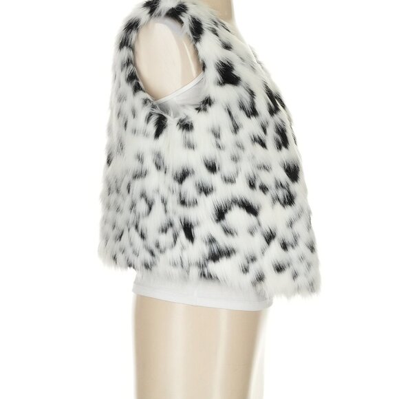 NWT Michael Kors Faux Fur black & white spotted leopard vest, small - Picture 3 of 5